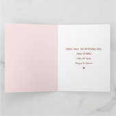 1歳の誕生日ガールピンクかわいいゾウの風船 カード (内部)