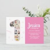 1歳の誕生日ガール ナンバーワン オーダーメイド フォト コラージュ 招待状 (スタンド正面)