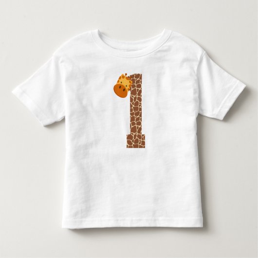 1歳の誕生日キリン動物1歳の幼児 トドラーTシャツ (正面)