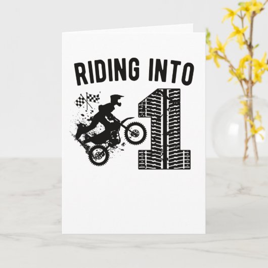 1歳の誕生日ギフトダートバイク1歳モトクロス カード (黄色い花)