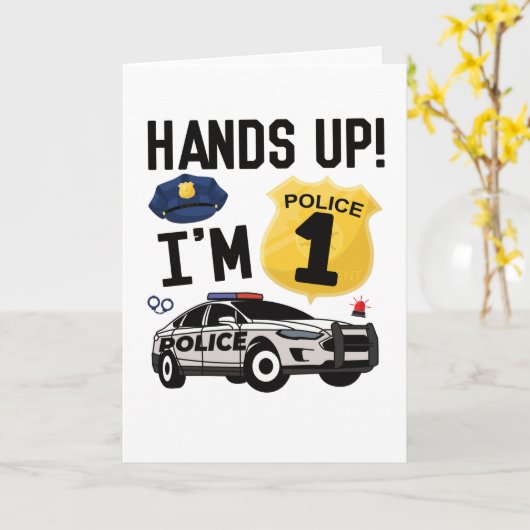 1歳の誕生日ギフト警察官1歳の少年 カード (黄色い花)