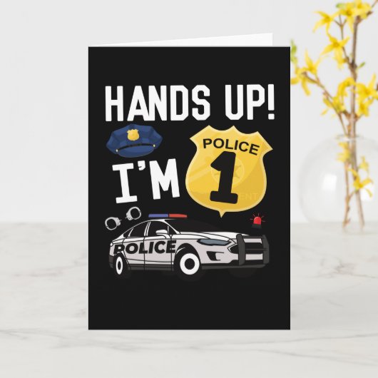 1歳の誕生日ギフト警察官1歳の少年 カード (黄色い花)