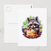 1歳の誕生日ケーキを持つサマー・スプリング・ラッコ ポストカード (正面/裏面)