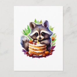 1歳の誕生日ケーキを持つサマー・スプリング・ラッコ ポストカード