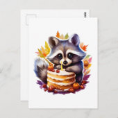 1歳の誕生日ケーキを持つ秋のレッコ ポストカード (正面/裏面)