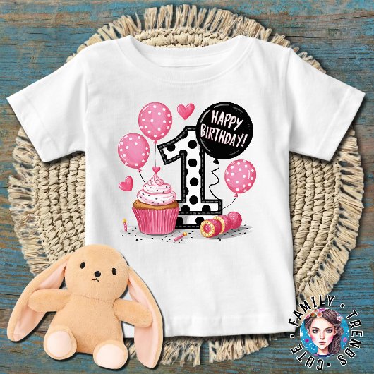 1歳の誕生日ケーキ ベビーTシャツ