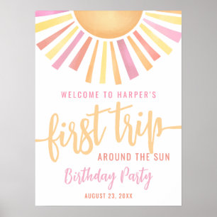 1歳の誕生日サイン 初めての太陽一周 ポスター