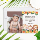 1歳の誕生日サファリライオンGiraffe Monkey写真 サンキューカード