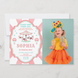 1歳の誕生日サーカス写真招待状 招待状