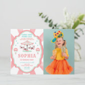 1歳の誕生日サーカス写真招待状 招待状 (スタンド正面)