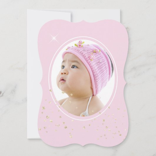 1歳の誕生日シンデレラピンクのキャリッジ写真 招待状 (裏面)