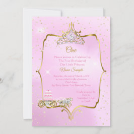 1歳の誕生日シンデレラピンクキャリッジケーキ 招待状