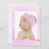 1歳の誕生日シンデレラピンクキャリッジケーキ 招待状 (裏面)