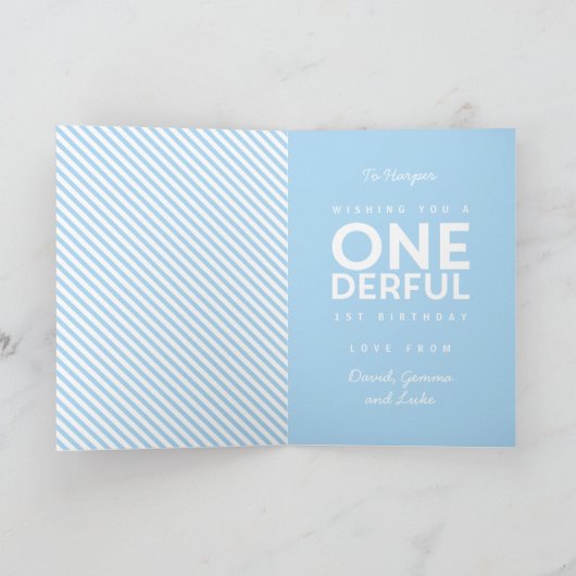 1歳の誕生日シンプルのカラフルタイポグラフィ カード (内部)
