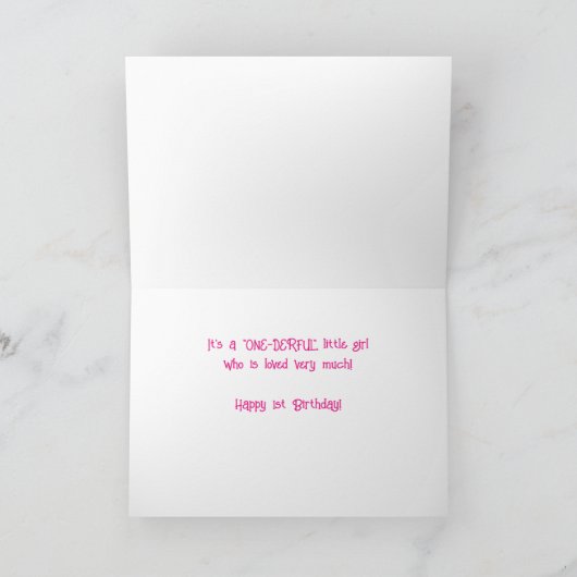 1歳の誕生日スイートピンクガールエンジェル カード (内部)