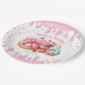 1歳の誕生日スウィート1かわいいドーナッツピンクの女の子 ペーパープレート (アングル)