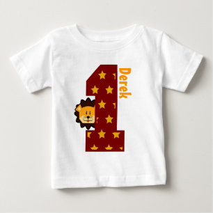 1歳の誕生日スターとライオン ベビーTシャツ
