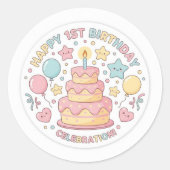 1歳の誕生日ステッカー ラウンドシール (正面)