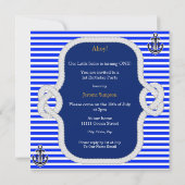 1歳の誕生日セーラーボーイ海軍ブルーストライプブロンド 招待状 (裏面)
