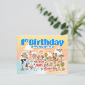 1歳の誕生日ソカル インビテーションポストカード (スタンド正面)