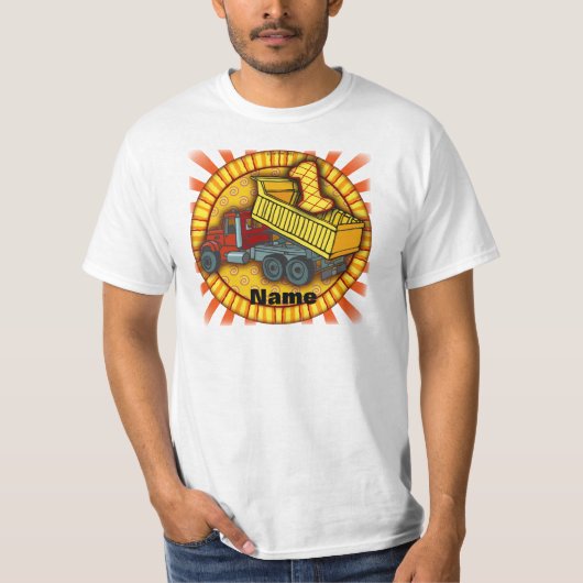 1歳の誕生日ダンプトラック Tシャツ (正面)