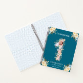 1歳の誕生日ティール（緑がかった色）フォトイエローフラワーゲストハウス ノートブック (内部)