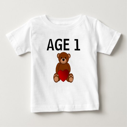 1歳の誕生日テディベアベビーTシャツ ベビーTシャツ (正面)