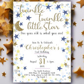 1歳の誕生日トゥインクルリトルスター金ゴールドボーイ 招待状