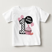 1歳の誕生日ドット柄ナンバー1 誕生日 ベビーTシャツ (正面)