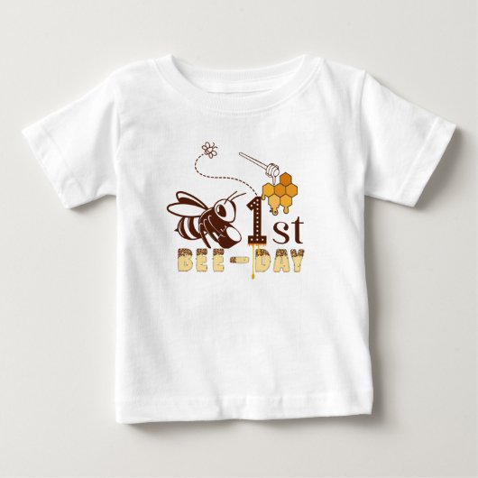 1歳の誕生日ハニービーハニービーハイブ ベビーTシャツ (正面)