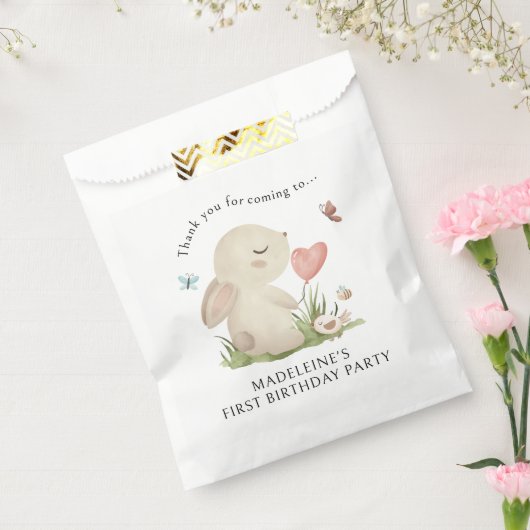 1歳の誕生日バニー・ラビットをテーマにした感謝の言葉 フェイバーバッグ (封をした状態)