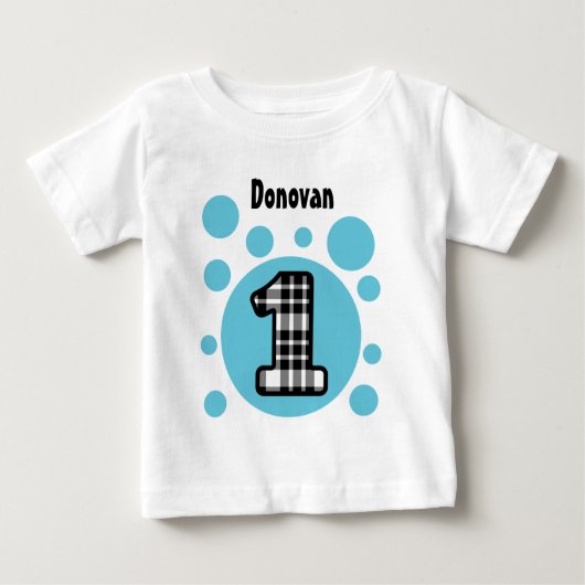 1歳の誕生日バブルV10Q ベビーTシャツ (正面)
