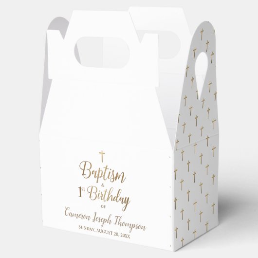 1歳の誕生日バプテスマ白金ゴールドベビー フェイバーボックス (オープン)