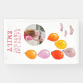 1歳の誕生日バルーンガール写真 横断幕 (横)