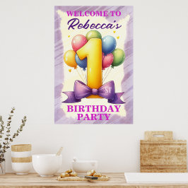 1歳の誕生日バルーン ポスター