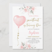 1歳の誕生日バレンタイン招待状 招待状 (正面)