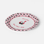 1歳の誕生日パンダの赤い模様 ペーパープレート (アングル)