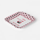 1歳の誕生日パンダ赤いバルーン ペーパープレート (傾斜あり)