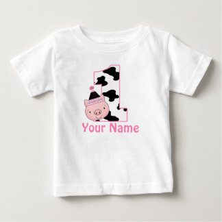 1歳の誕生日パーソナライズされたリトルピギーシャツ ベビーTシャツ