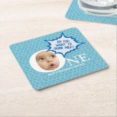 1歳の誕生日パーソナライズされた男の子 スクエアペーパーコースター (アングル)