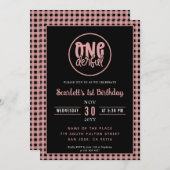 1歳の誕生日パーティーかわいいオネダーフル最初の誕生日 招待状 (正面/裏面)