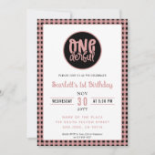 1歳の誕生日パーティーかわいいオネダーフル最初の誕生日 招待状 (正面)