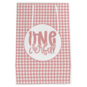 1歳の誕生日パーティーかわいいパステルピンクオンダーフル ミディアムペーパーバッグ (裏面)