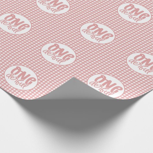 1歳の誕生日パーティーかわいいパステルピンクオンダーフル ラッピングペーパー (角)