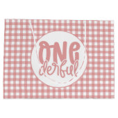 1歳の誕生日パーティーかわいいパステルピンクオンダーフル ラージペーパーバッグ (裏面)