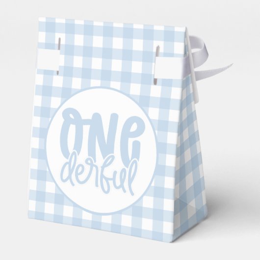1歳の誕生日パーティーかわいいパステルブルーオネダーフル フェイバーボックス (裏面サイド)