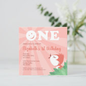 1歳の誕生日パーティーかわいい雛ガールサマー 招待状 (スタンド正面)