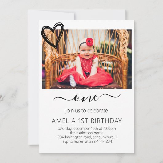 1歳の誕生日パーティーが1歳の誕生日を供給 招待状 (正面)