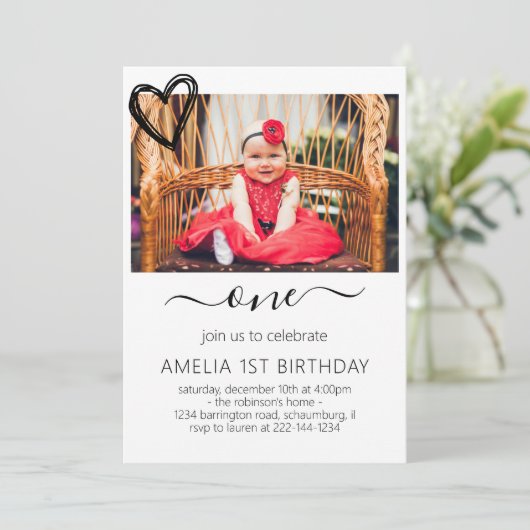 1歳の誕生日パーティーが1歳の誕生日を供給 招待状 (スタンド正面)