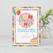 1歳の誕生日パーティーにお越しください 赤ちゃんの初めての誕生日 招待状 (スタンド正面)